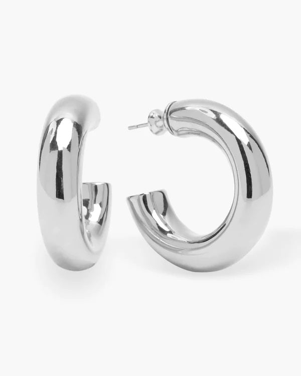 MELINDA MARIA 'She's So Smooth' Tube Hoops - Silver