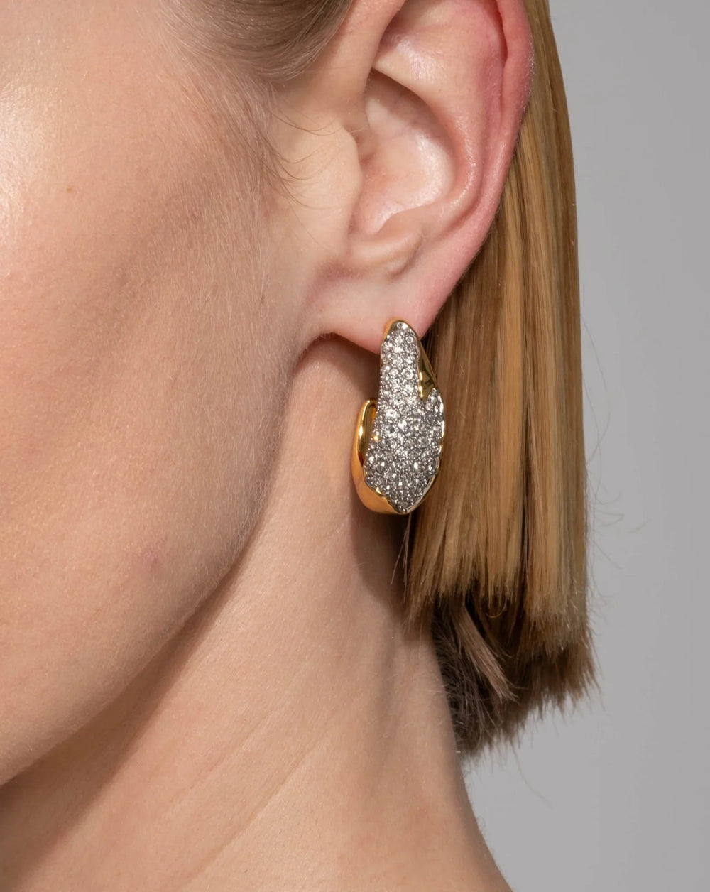 Alexis Bittar Solanales Crystal Hoop Earrings in Gold available at Barbara Katz