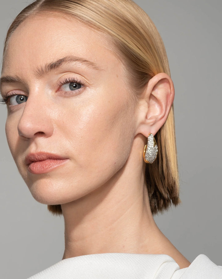 Alexis Bittar Solanales Crystal Hoop Earrings in Gold available at Barbara Katz