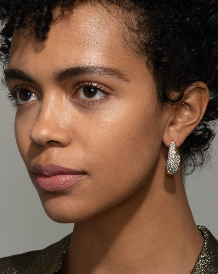 Alexis Bittar Solanales Crystal Hoop Earrings in Gold available at Barbara Katz