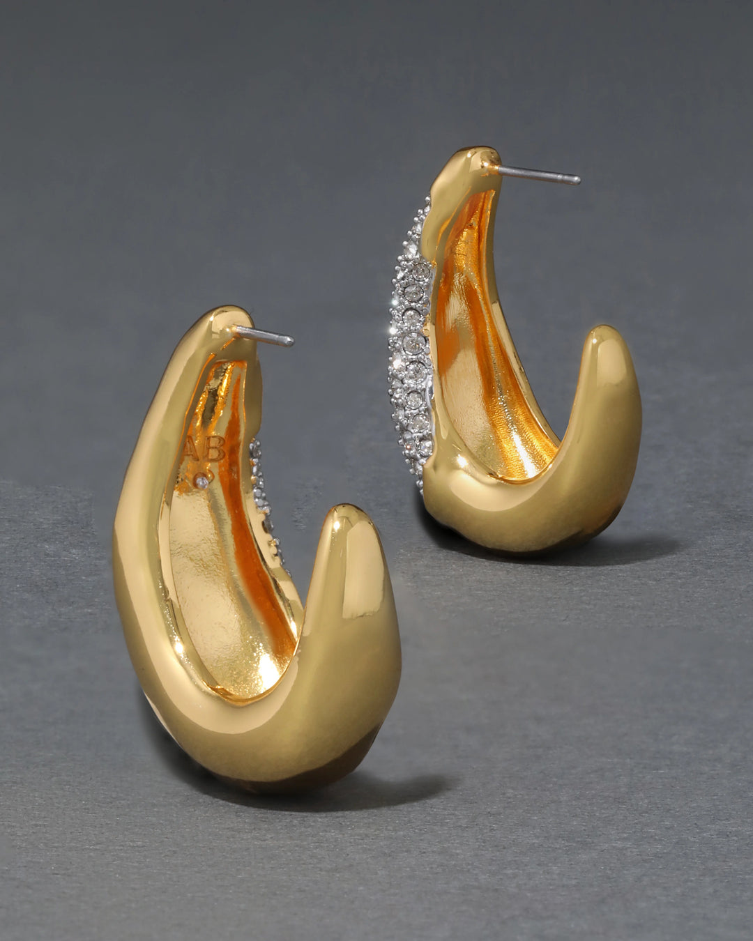 Alexis Bittar Solanales Crystal Hoop Earrings in Gold available at Barbara Katz