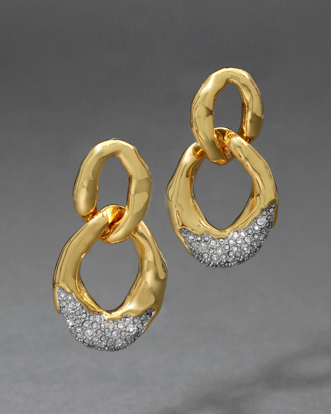 Alexis Bittar Solanales Crystal Large Link Earrings in Gold available at Barbara Katz