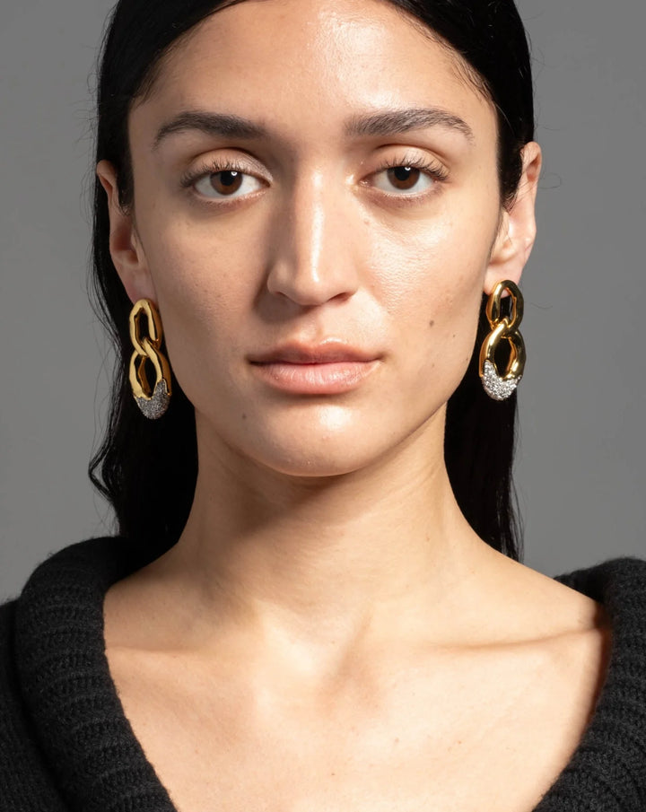 Alexis Bittar Solanales Crystal Large Link Earrings in Gold available at Barbara Katz