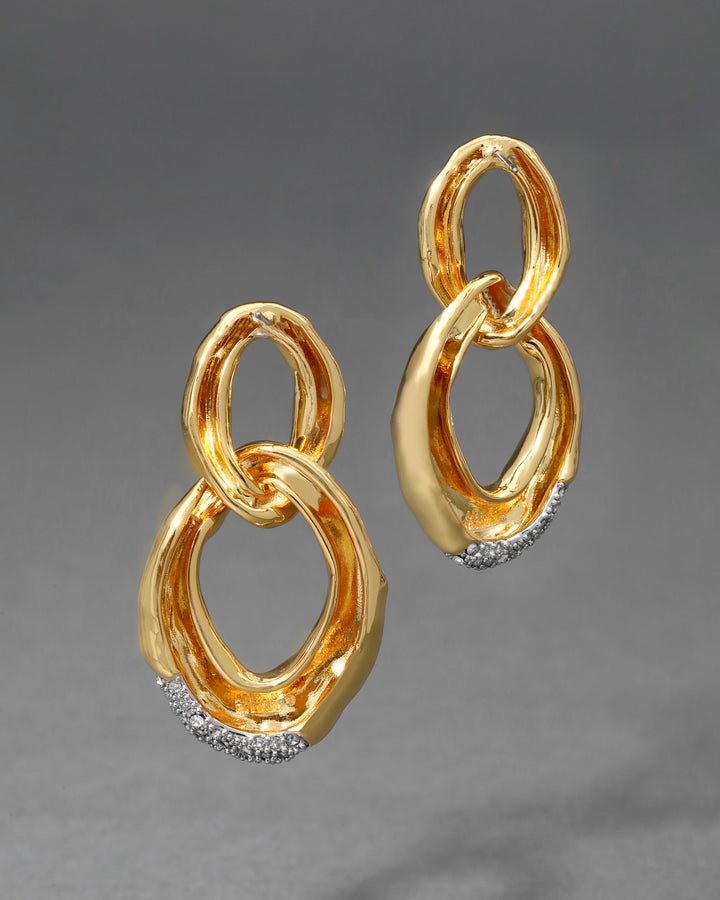 Alexis Bittar Gold Solanales Crystal Large Link Earrings available at Barbara Katz