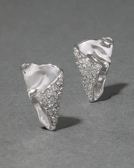 Solanales Silver Crystal Folded Mini Earring