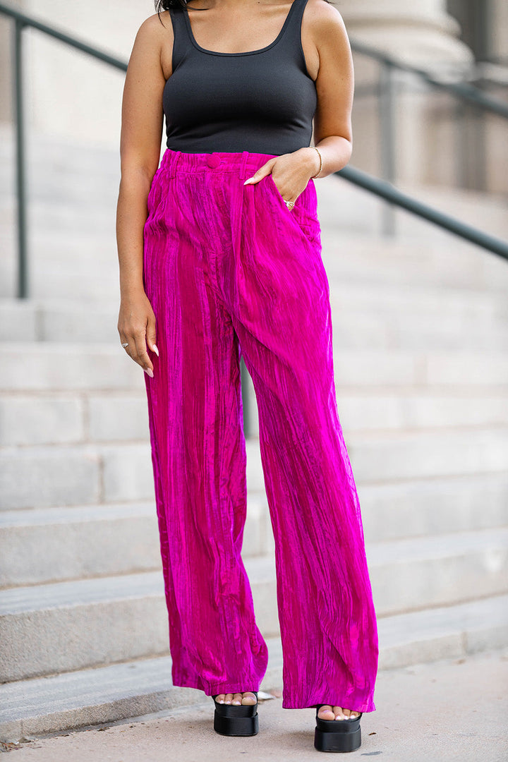 BuddyLove Sondra High-Waisted Velvet Pants in Fuchsia available at Barbara Katz