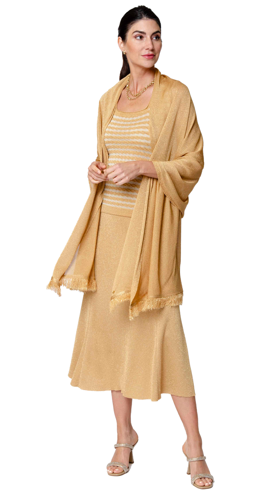 Biana Star Dust Shimmer Shawl in Golden Sands available at Barbara Katz