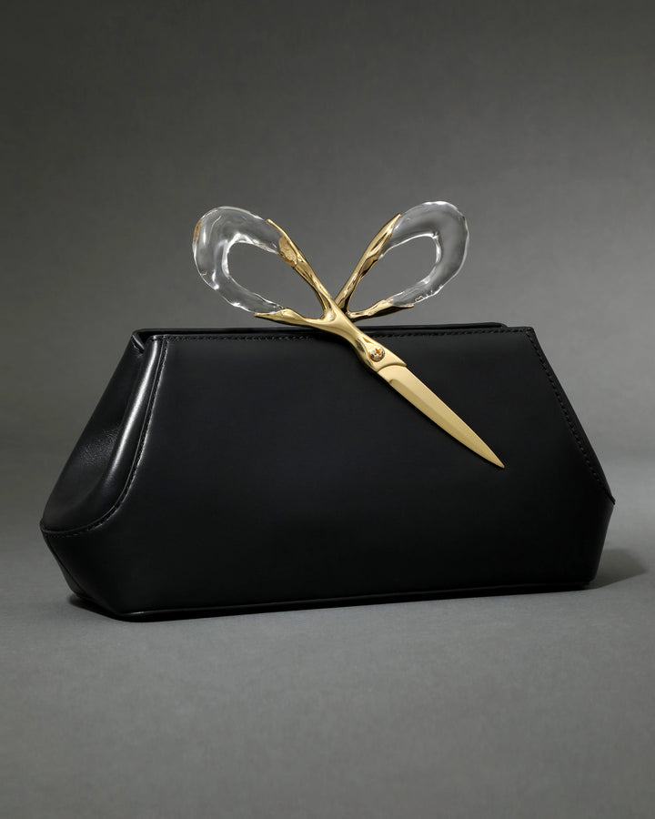 Alexis Bittar The Scissor Clutch Bag in Black Leather available at Barbara Katz