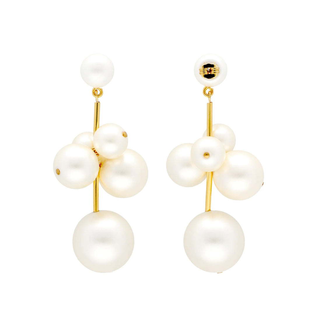 Vanessa Baroni Multi Beads Earrings in Pearl available at Barbara Katz