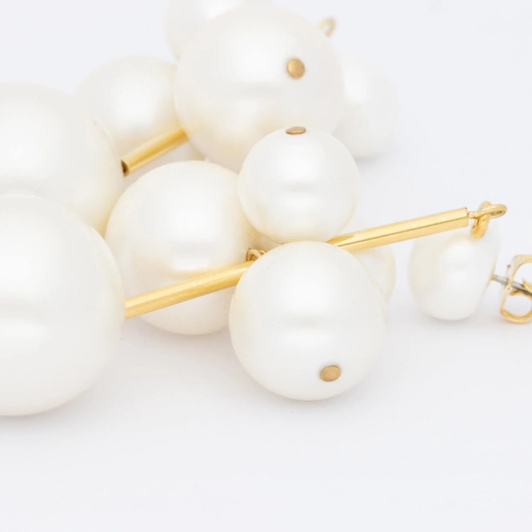 Vanessa Baroni Multi Beads Earrings in Pearl available at Barbara Katz