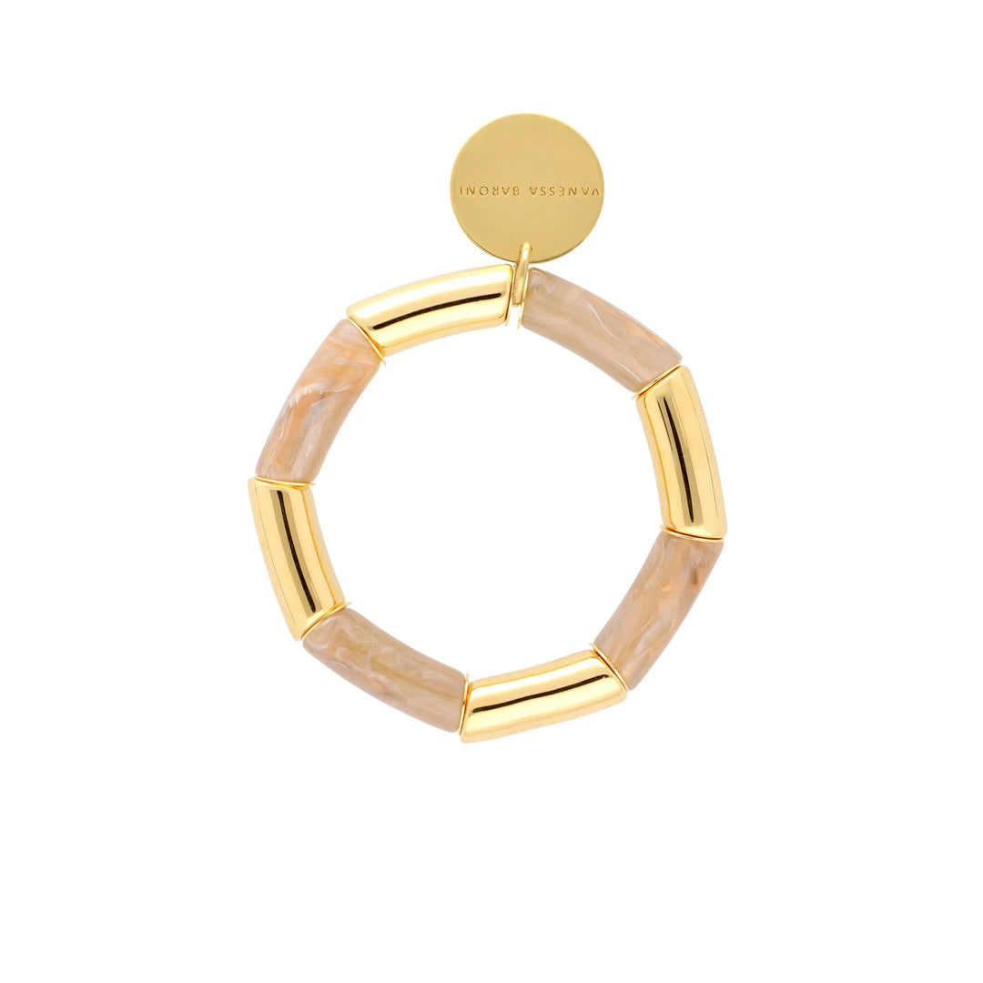 Vanessa Baroni Flex Bracelet in Gold/Biancone Marble available at Barbara Katz