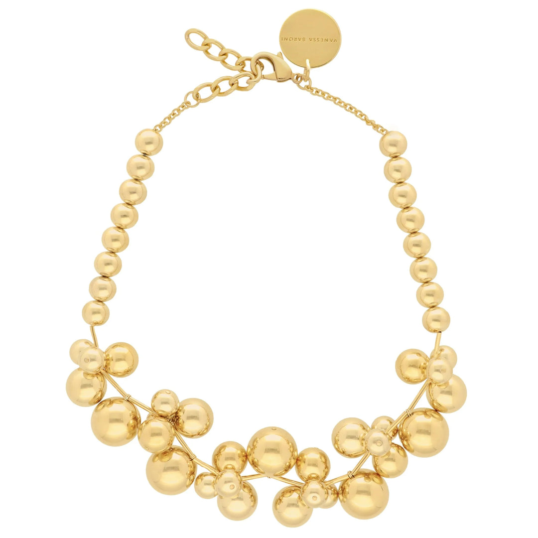 Vanessa Baroni Multi Beads Collar Necklace in Gold available at Barbara Katz