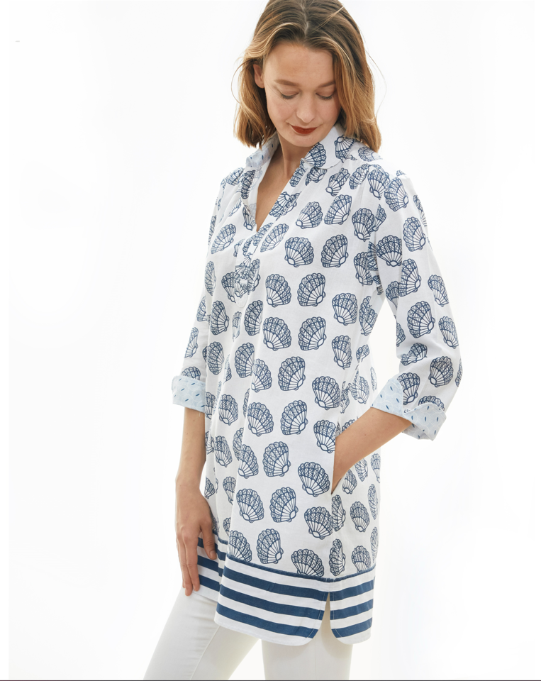 Dizzy-Lizzie Vail Tunic - Beach Shell Border available at Barbara Katz