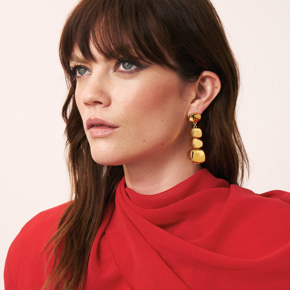 Vanessa Baroni Organic Shaped Earrings in Gold available at Barbara Katz