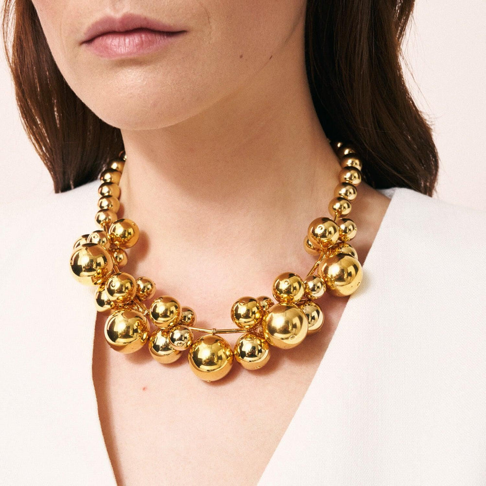 Vanessa Baroni Multi Beads Collar Necklace in Gold available at Barbara Katz