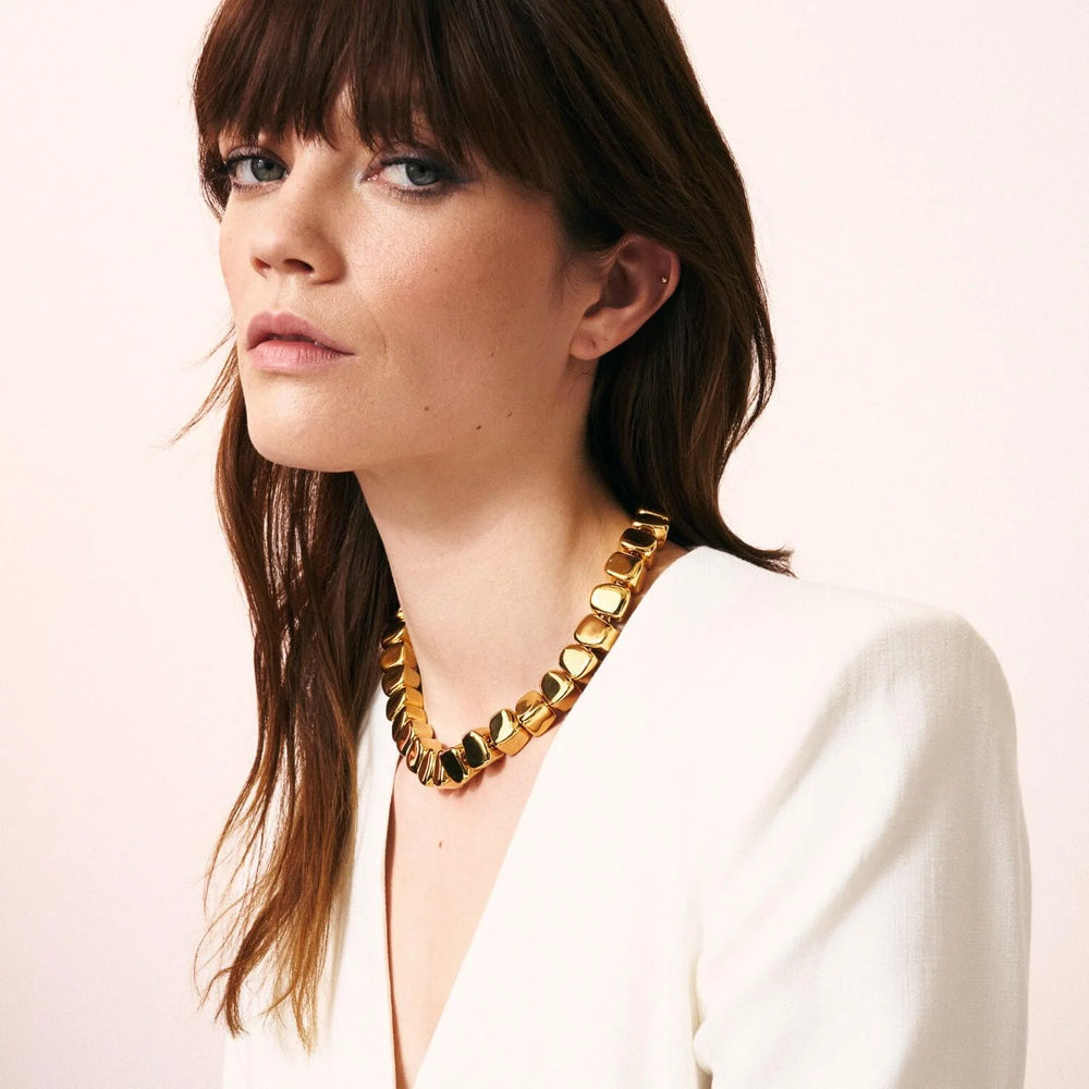 Vanessa Baroni Mini Organic Shaped Necklace in Gold available at Barbara Katz