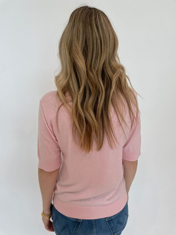 Whisper by Brodie Lucy Crew Neck Tee in Rose Petal available at Barbara Katz