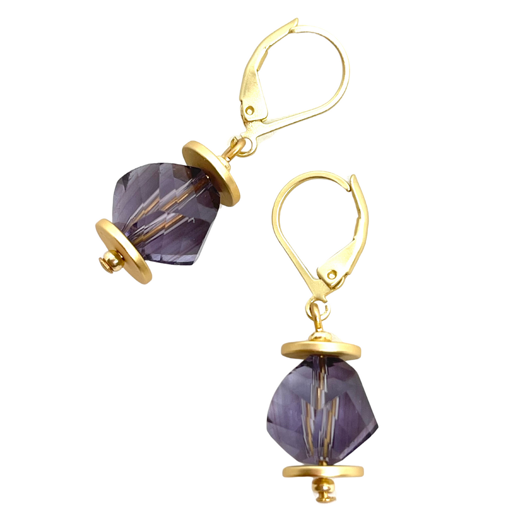 Deborah Grivas Slice Crystal Earrings - Purple