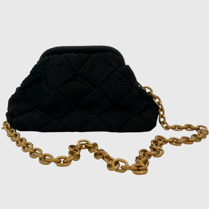 Noam Hazan Black Jade Bag With Long Chain Strap available at Barbara Katz