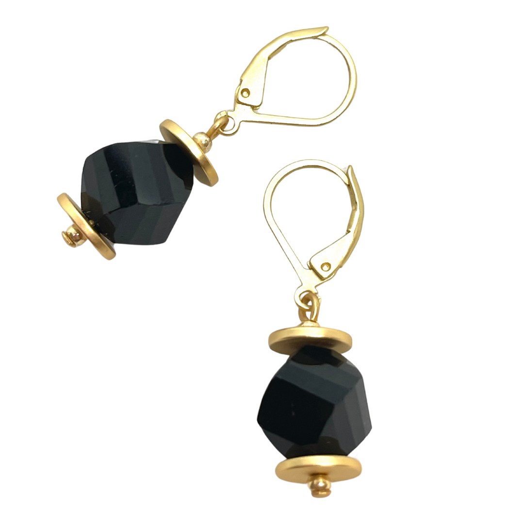 Deborah Grivas Slice Crystal Earrings - Black