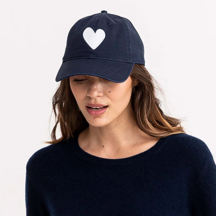 Kerri Rosenthal Baseball Hat Heart Patch in Indigo/White available at Barbara Katz