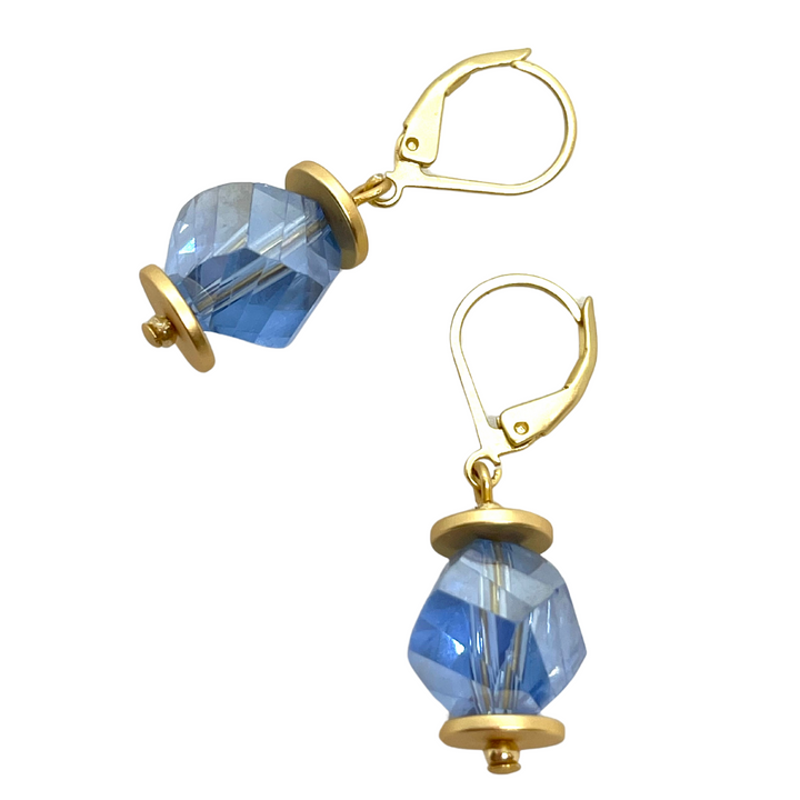 Deborah Grivas Slice Crystal Earrings - Blue