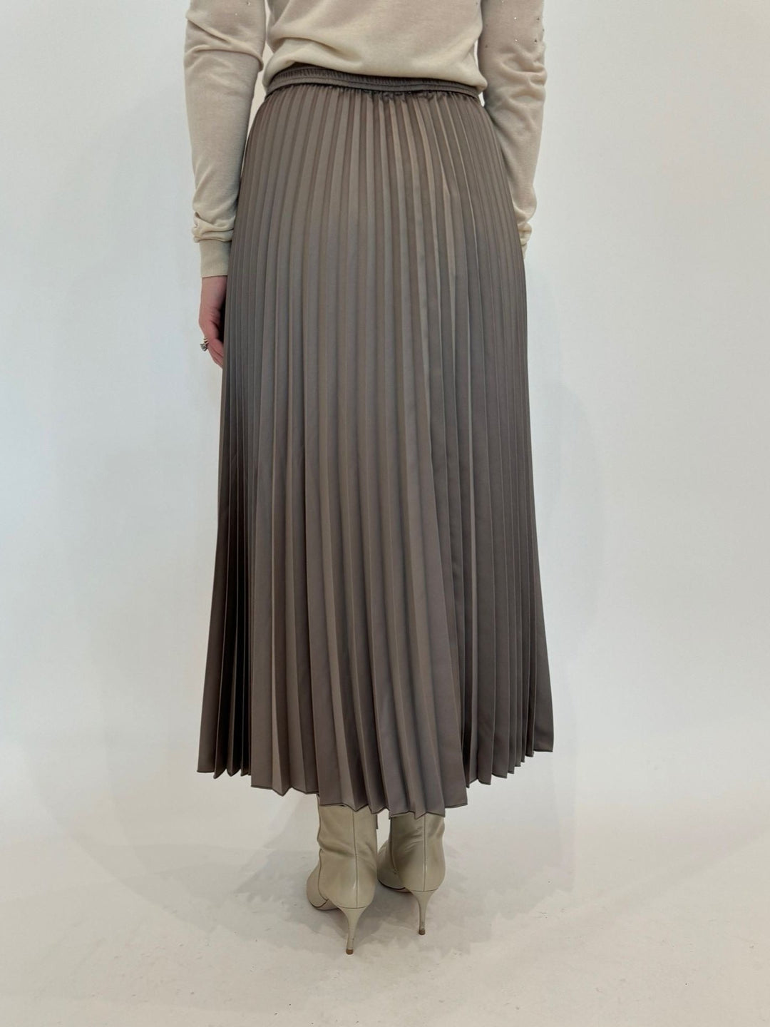 Marella Monochrome Agente Pleated Skirt in Turtledove available at Barbara Katz