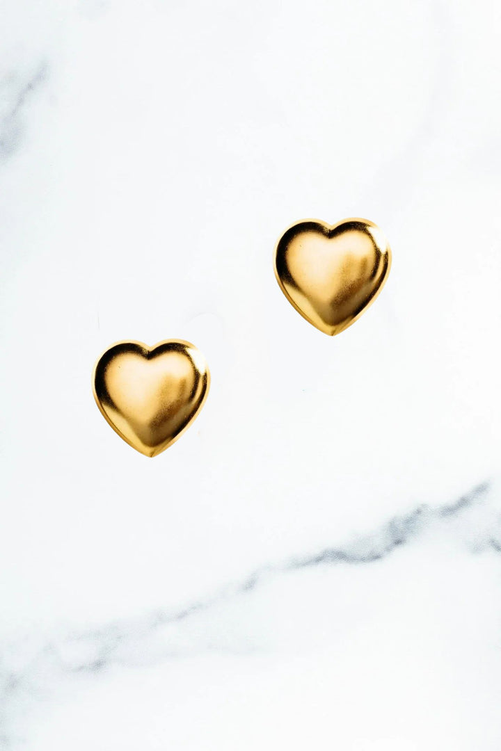 Elizabeth Cole Jewelry Ciel Heart Stud Earrings, 24k gold-plated earrings #fashionaccessory #accessories