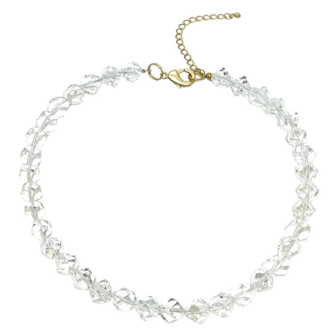 Deborah Grivas Slice Crystal Necklace in Clear