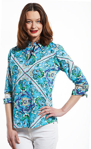 Dizzy-Lizzie Rome Shirt With 3/4 Sleeves - 70's Print