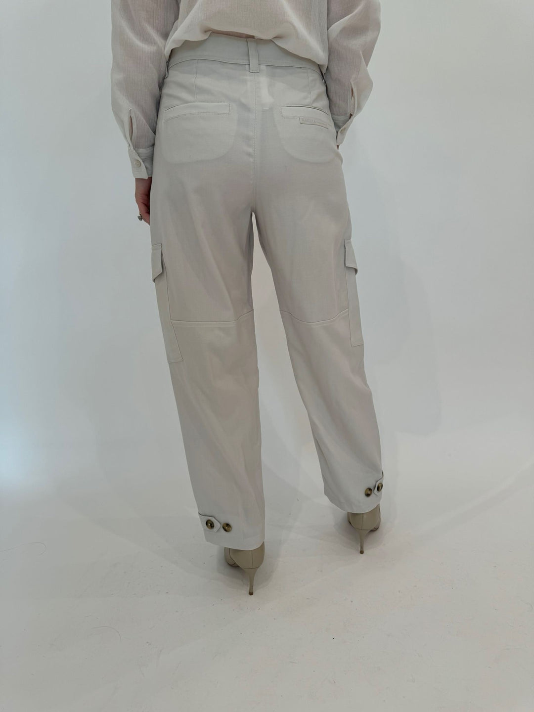 Marella Monochrome Alisso Cargo Pants in Wool White available at Barbara Katz 