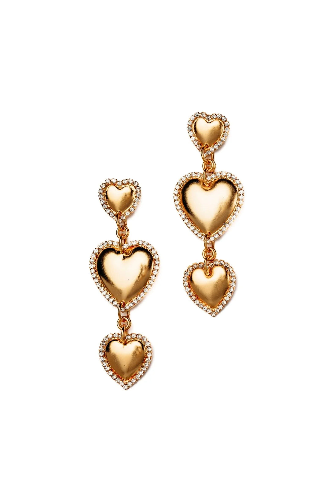 Elizabeth Cole Jewelry Eunice Hearts Crystal Earrings - Gold