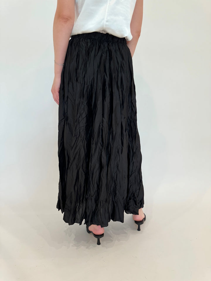 BK Black Maddie Crinkle Maxi Skirt available at Barbara Katz