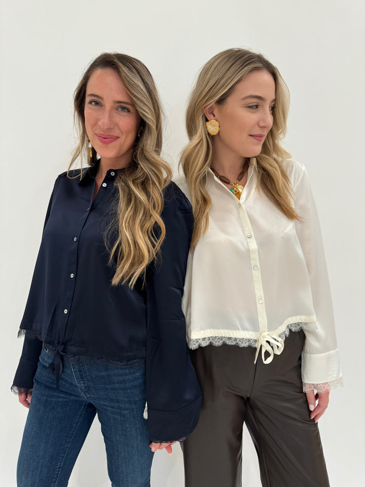 Cinq a Sept Mabyn Top in Navy and Ivory available at Barbara Katz