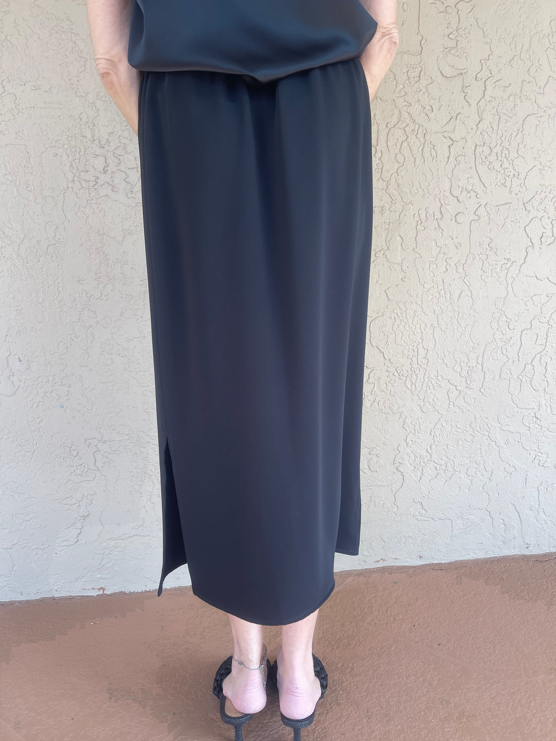 Caroline Rose Matte Crepe Long Skirt