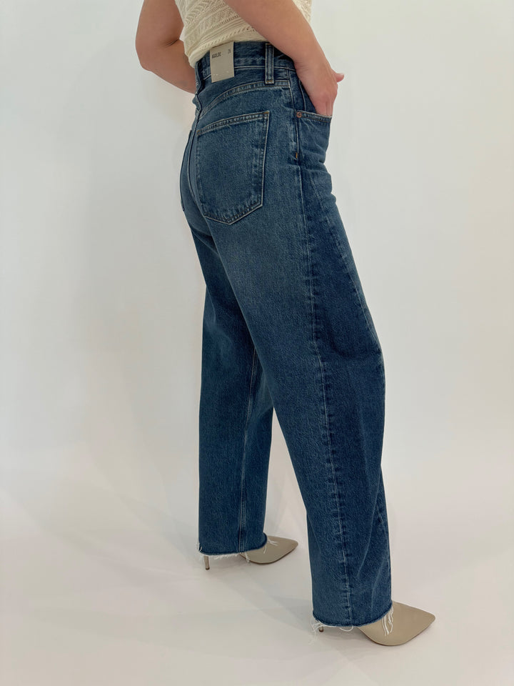 Agolde Luna High Rise Pieced Taper Jeans In Split