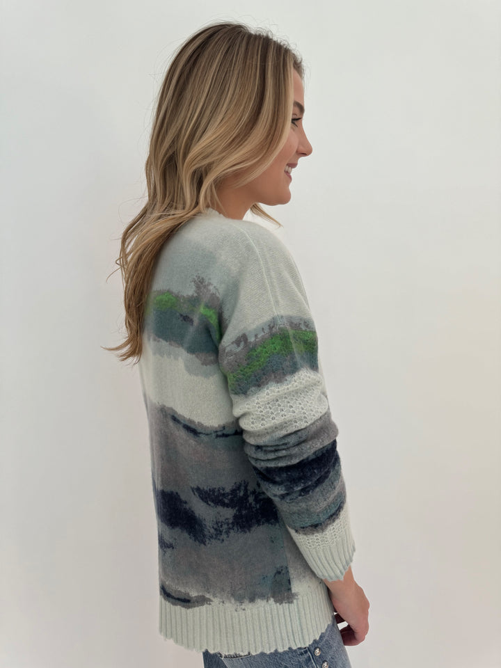 Lisa Todd Cashmere Color Coded Long Sleeve Cardigan in Barely Blue available at Barbara Katz