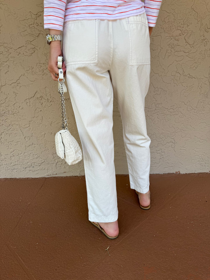 Lilla P Pull-On Canvas Pants - White