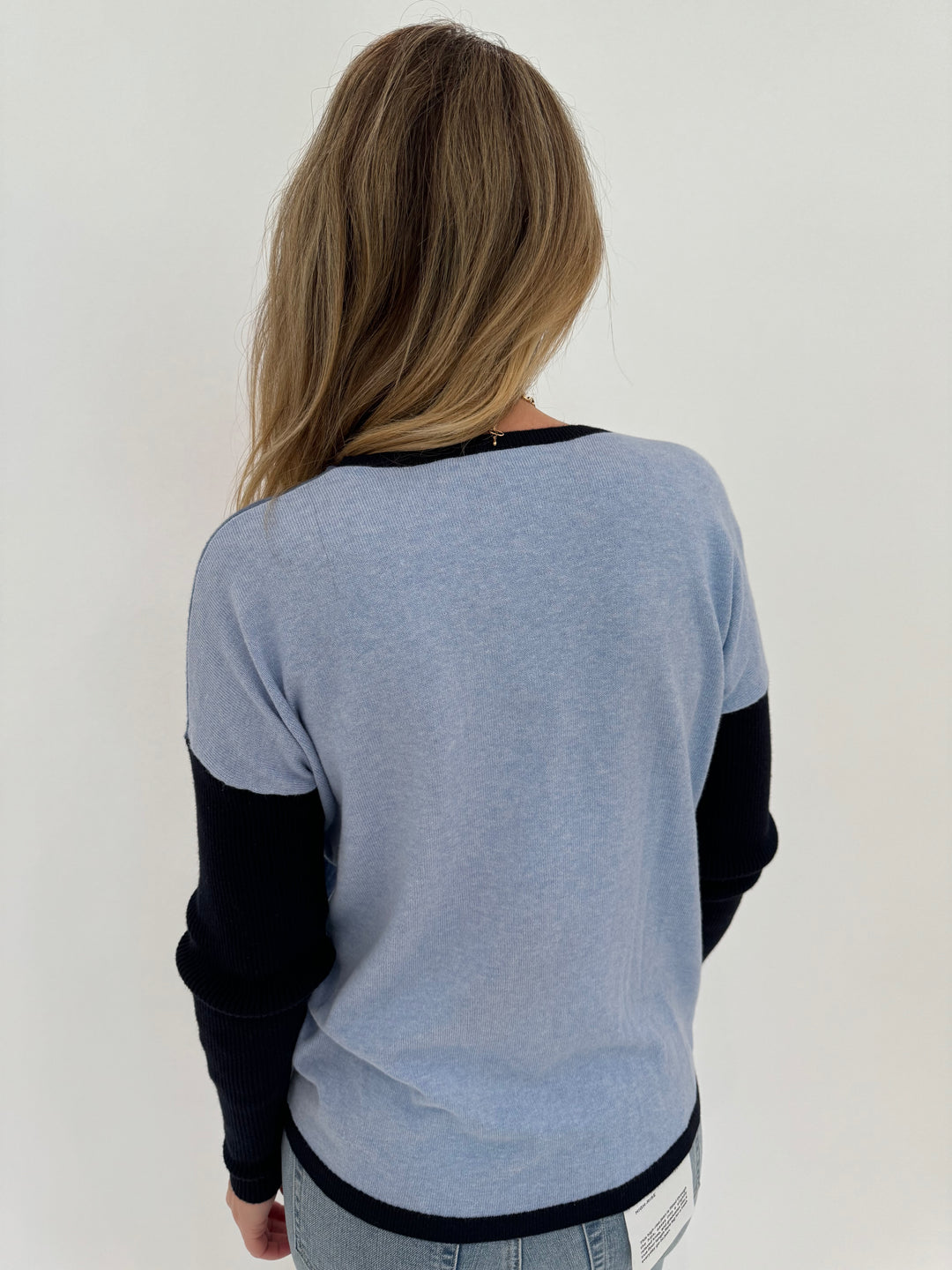 Elliott Lauren Long Sleeve Block Party Sweater in Blue