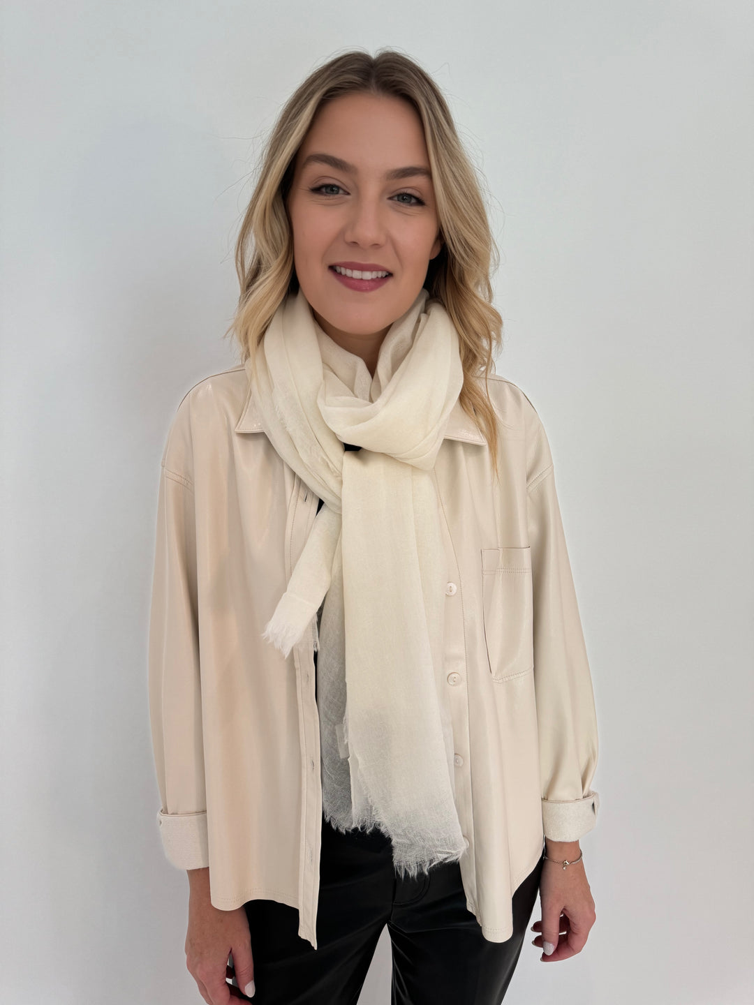 Vilagallo White Wool Scarf available at Barbara Katz