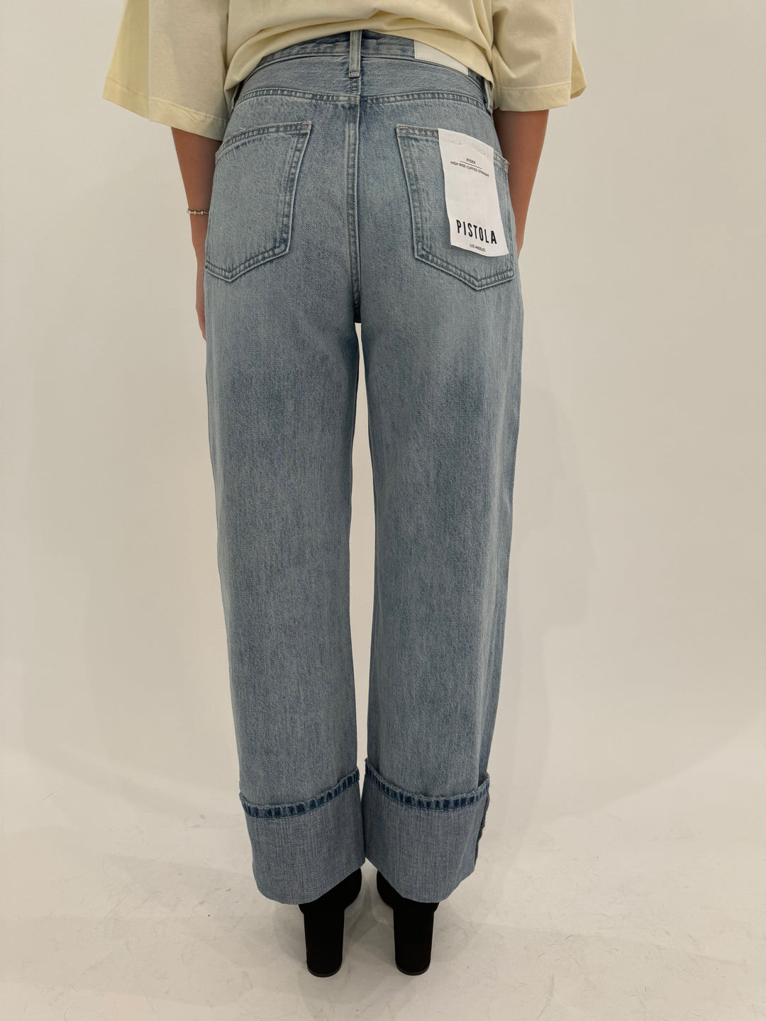 Pistola Ryder High Rise Cuffed Denim Pants in Essex available at Barbara Katz