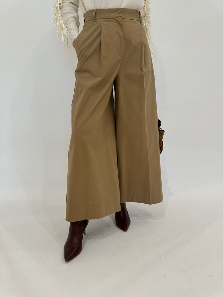 Max Mara Weekend Caprile Button Side Pants in Beige available at Barbara Katz