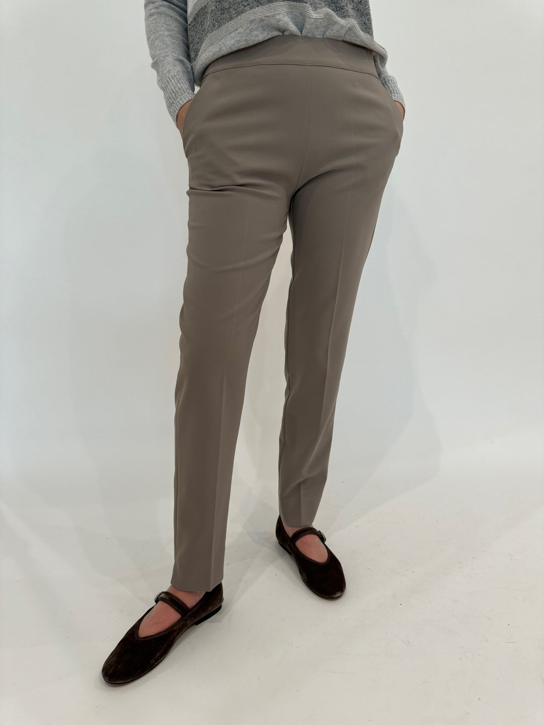 D.Exterior EW Straight Leg Trouser in Visone available at Barbara Katz