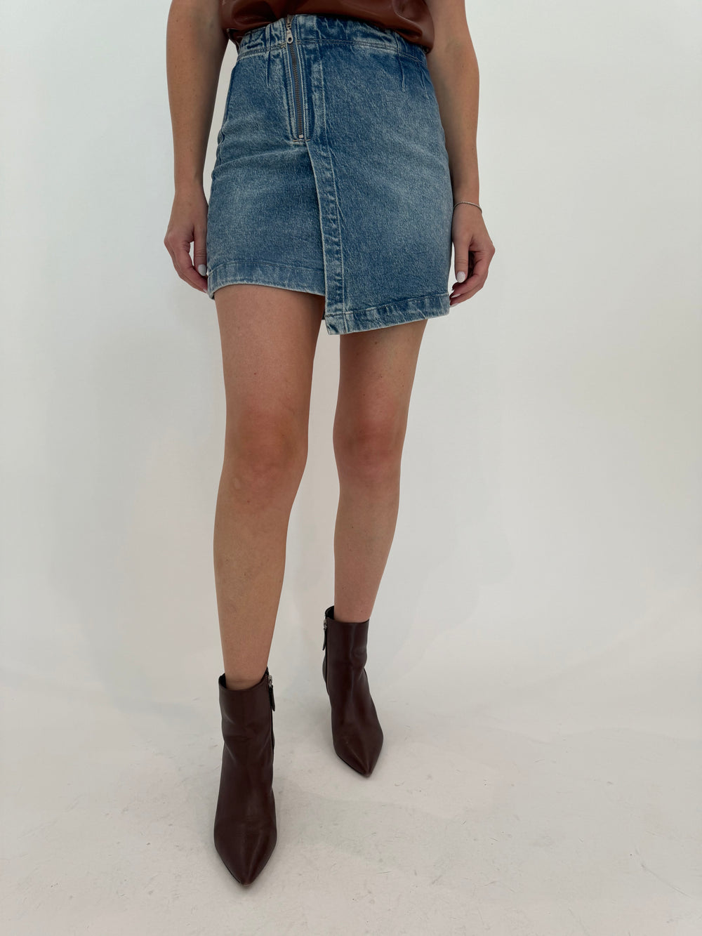 Rails Cienega Denim Mini Skirt in Geranium available at Barbara Katz