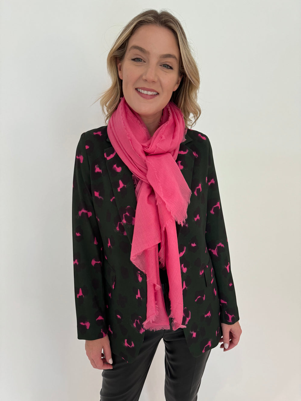 Vilagallo Pink Wool Scarf 31838 available at Barbara Katz