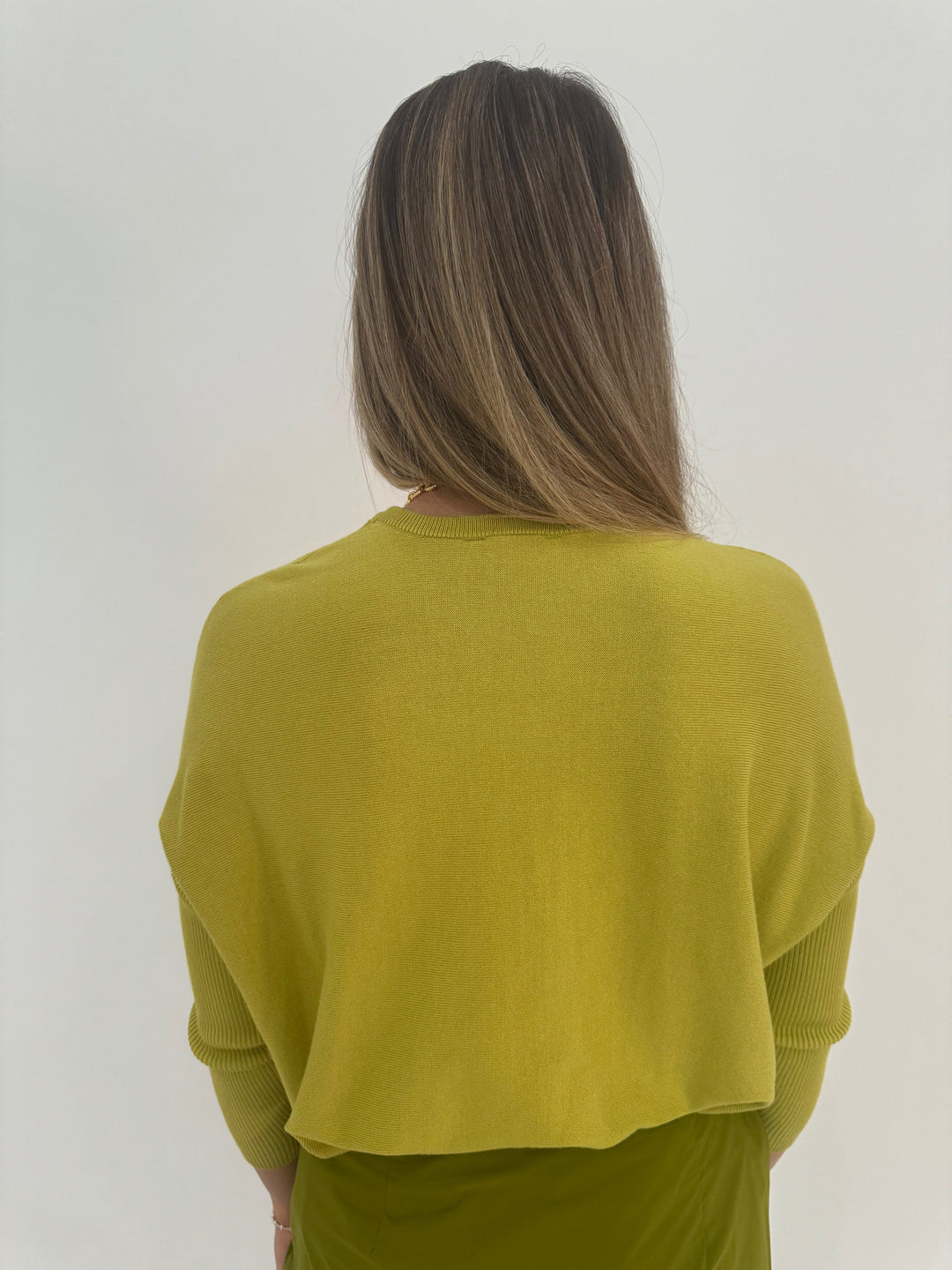 BK Sabrina Boxy Sweater in Acorn Green available at Barbara Katz