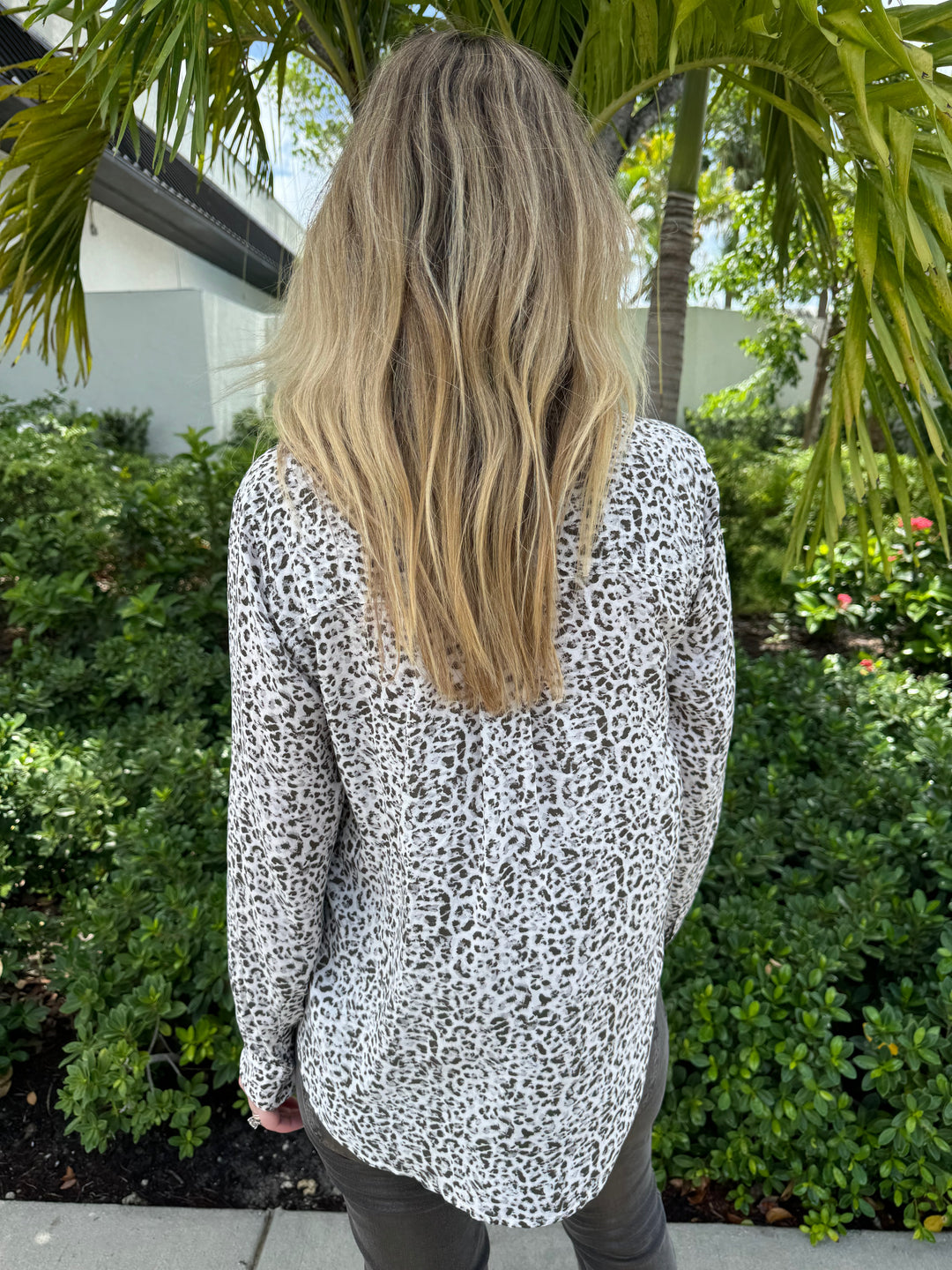 Rails Josephine Long Sleeve Shirt in Charcoal Watercolor Cheetah