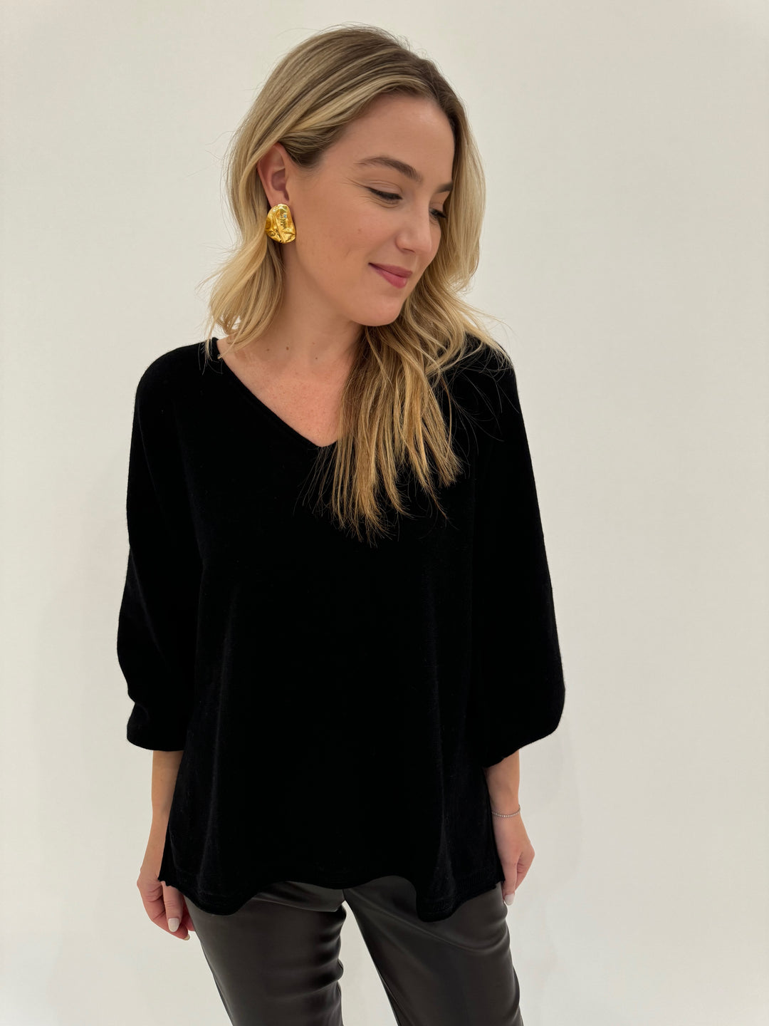 Colorush (CRUSH) Gappo Poncho 2.0 Sweater in Black available at Barbara Katz