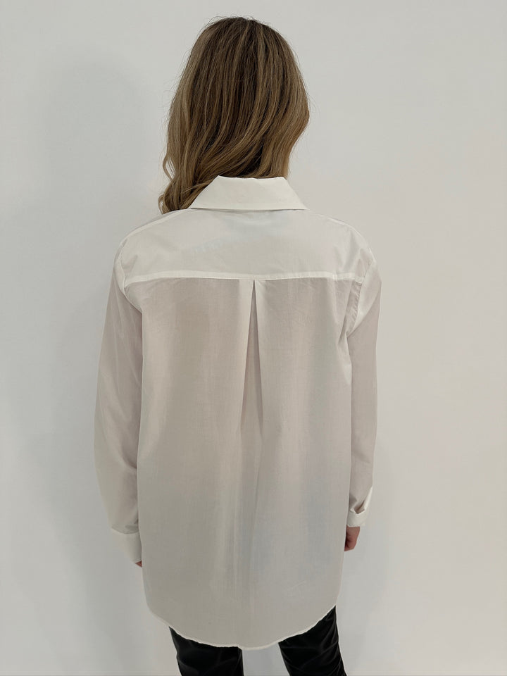 Ozai N Ku Cotton Button Detail Shirt in White available at Barbara Katz