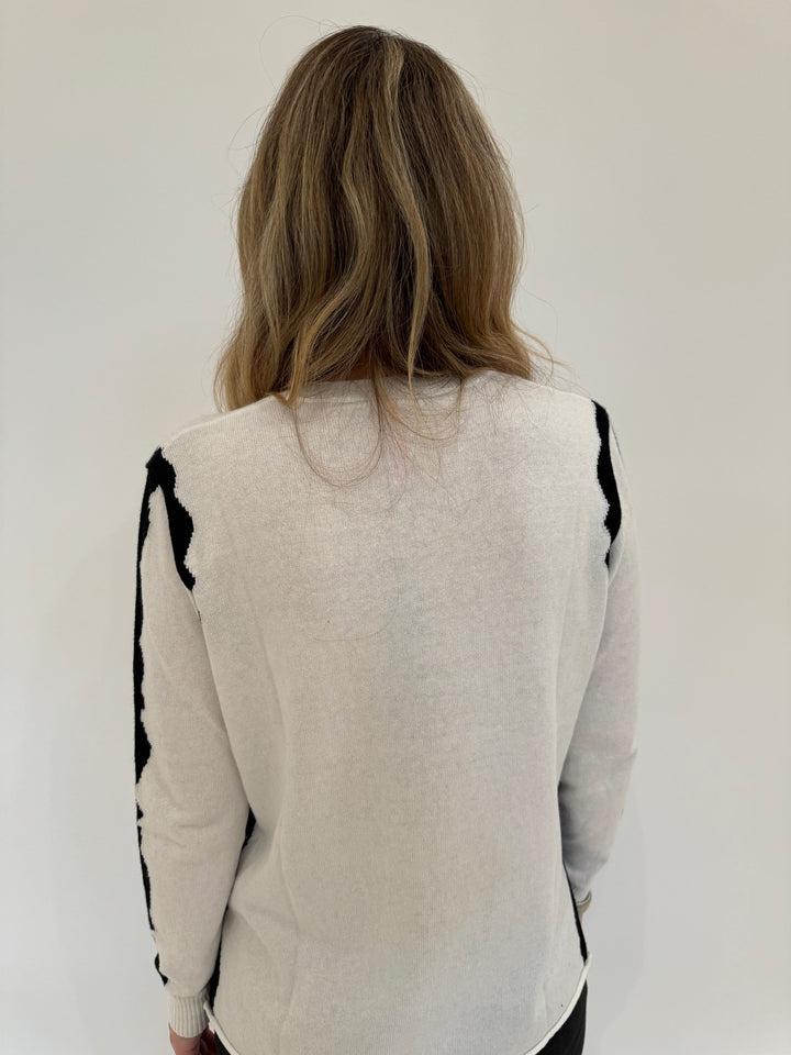 Zaket & Plover Zest Intarsia Long Sleeve Crew Sweater in Snow available at Barbara Katz